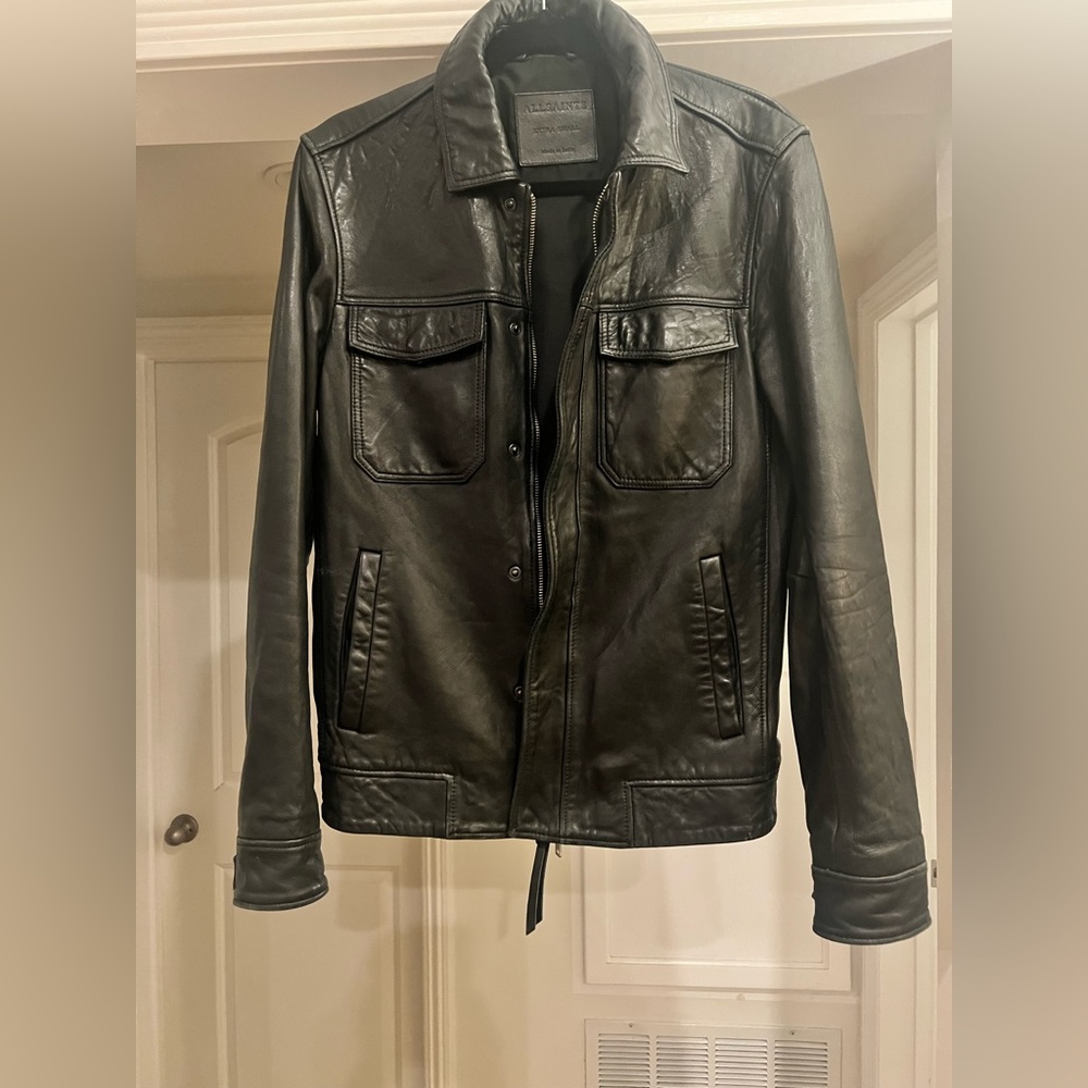 All Saints Men’s Black Leather Jacket x-small